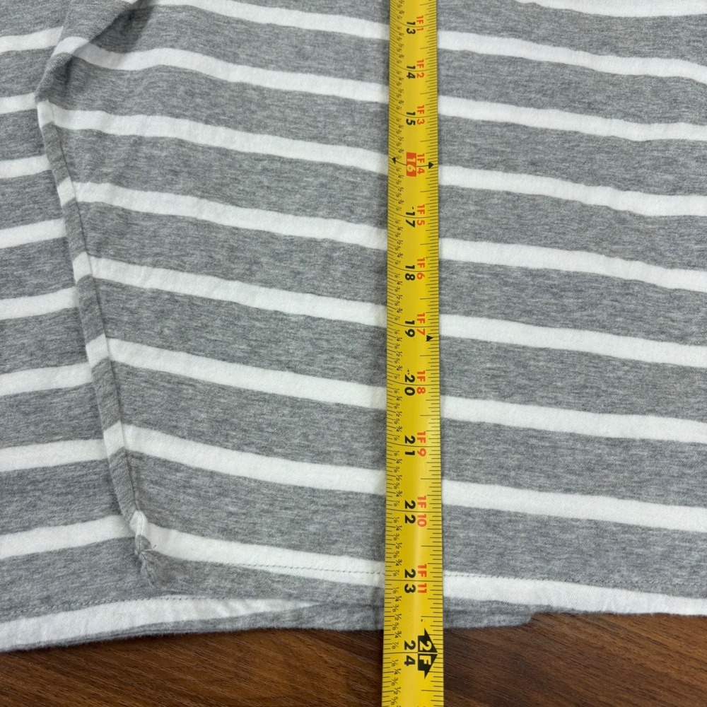 J Crew Striped Open Front Cardigan Sweater Womens Size M Gray White Cotton - Picture 9 of 10